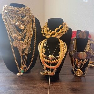 Vintage Gold-Tone Layered Statement Necklaces - Women Jewelry